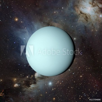 Bild på Solar system planet Uranus on nebula background 3d rendering Elements of this image furnished by NASA